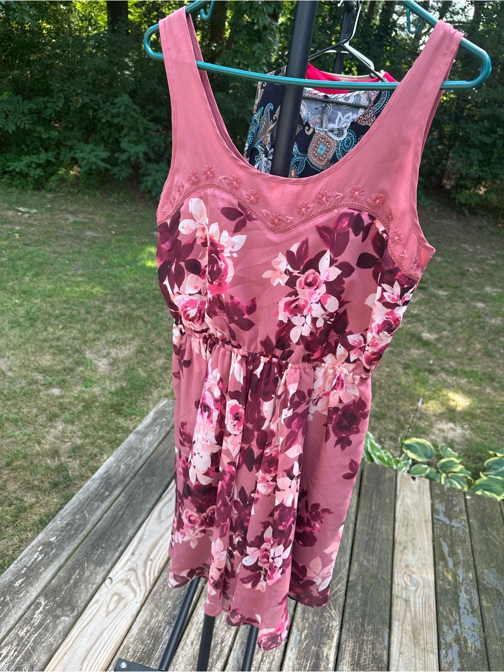 LC Lauren Conrad Rose Floral Sleeveless Dusty Rose Dress
